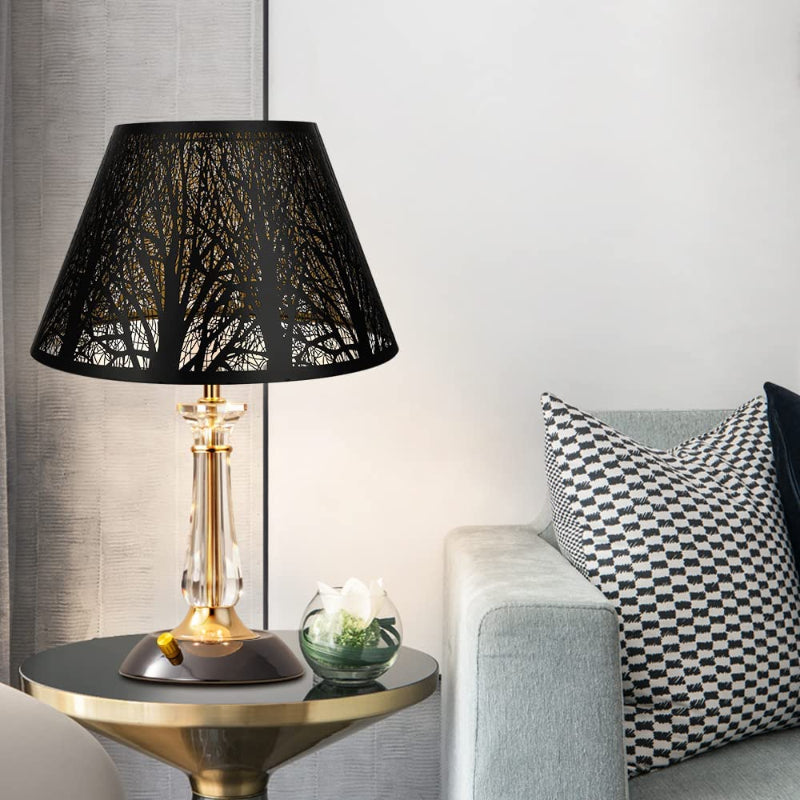 Medium lampskärm, fatformad tyg lampskärm för bordslampa och golvlampa, 7x13x7.8 tum, naturlig ventilerad linne, handgjord, spindel (vit)