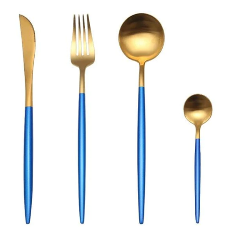 LYXIGT STÅL 24-DELARS GULD-SILVER BESTICKSET