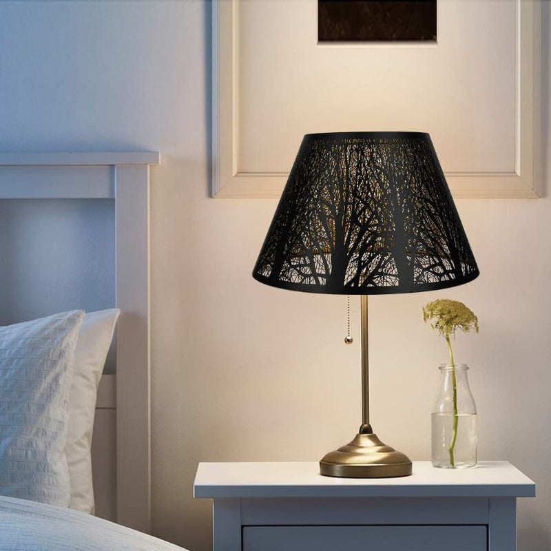 Medium lampskärm, fatformad tyg lampskärm för bordslampa och golvlampa, 7x13x7.8 tum, naturlig ventilerad linne, handgjord, spindel (vit)