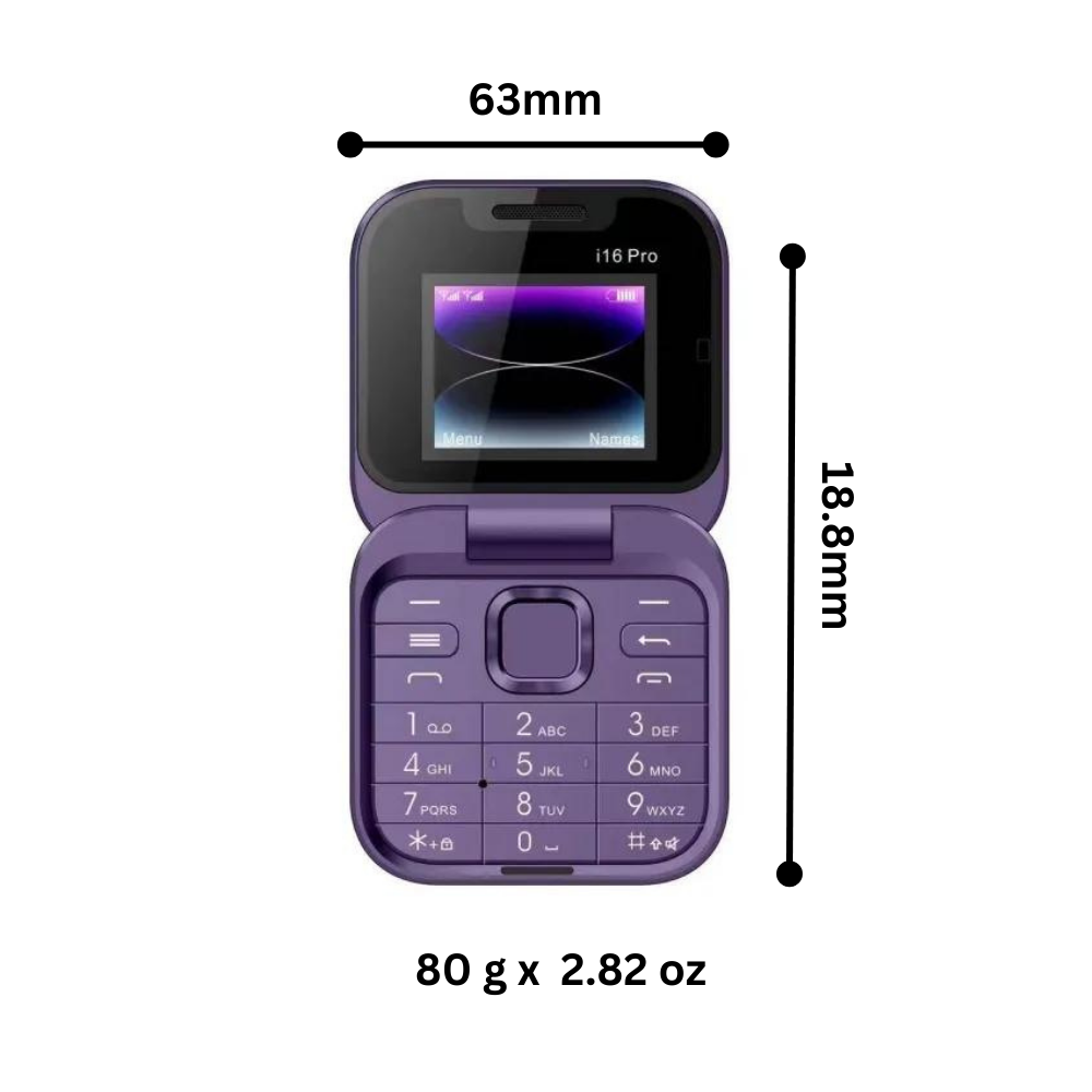 Liten hopfällbar mobiltelefon med dubbla SIM-kort