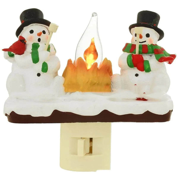 Jul Snögubbe Och Lägereld Nattlampa Gåva för barn