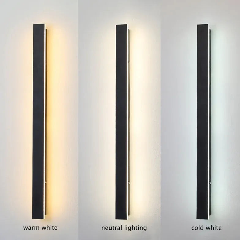 Linjär svart minimalistisk LED utomhusvägglampa