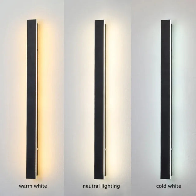 Linjär svart minimalistisk LED utomhusvägglampa