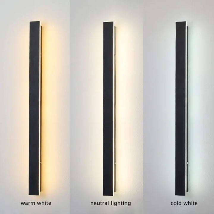 Linjär svart minimalistisk LED utomhusvägglampa