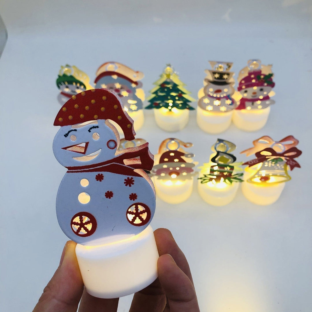 Elektroniska LED-julljuslampor - Set med 10 – Charmiga tomte-, snögubbe- och träd-nattlampor för festlig heminredning, fester och trädgårdsdekoration