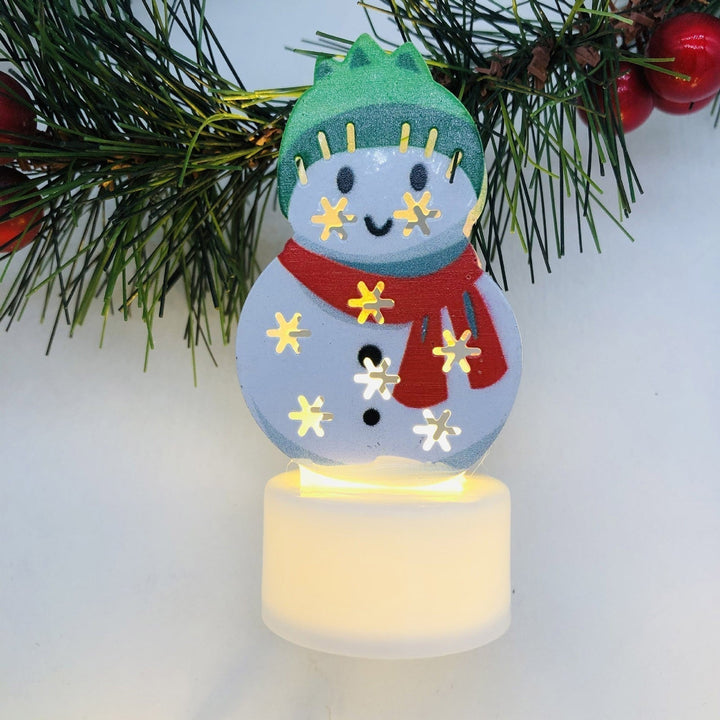 Elektroniska LED-julljuslampor - Set med 10 – Charmiga tomte-, snögubbe- och träd-nattlampor för festlig heminredning, fester och trädgårdsdekoration