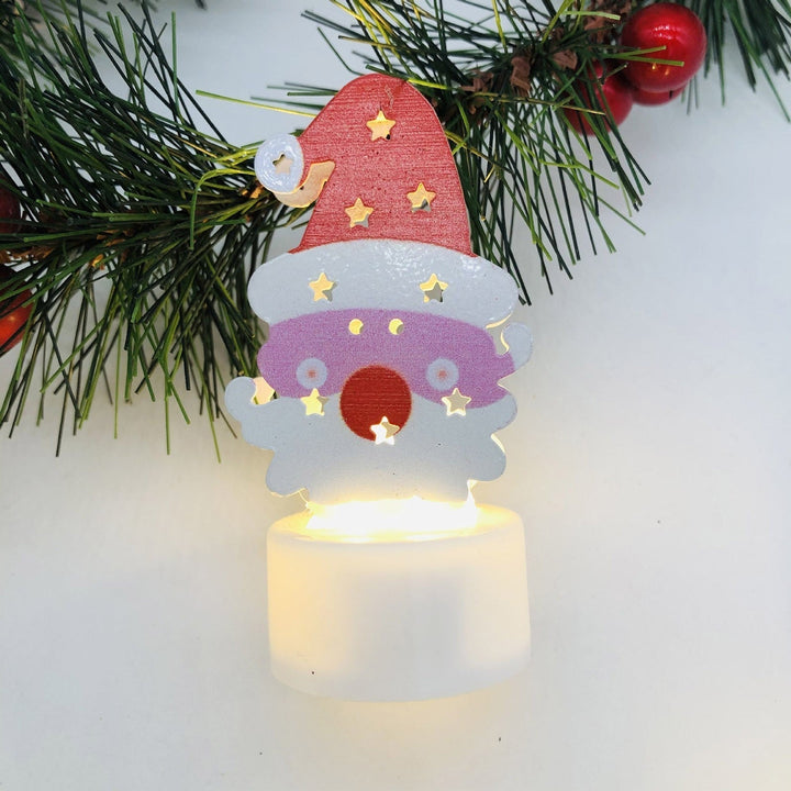 Elektroniska LED-julljuslampor - Set med 10 – Charmiga tomte-, snögubbe- och träd-nattlampor för festlig heminredning, fester och trädgårdsdekoration