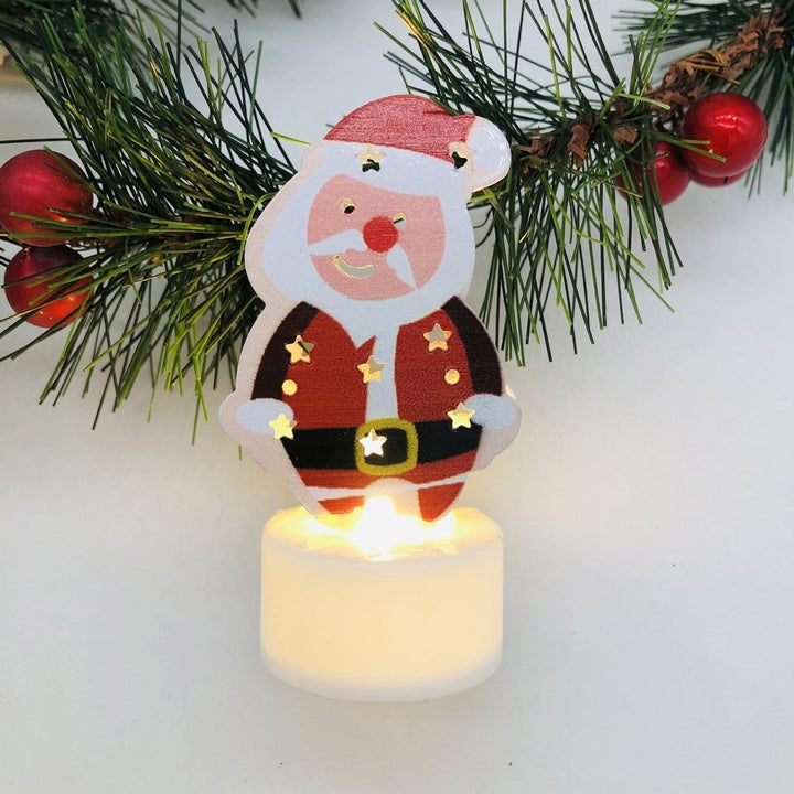 Elektroniska LED-julljuslampor - Set med 10 – Charmiga tomte-, snögubbe- och träd-nattlampor för festlig heminredning, fester och trädgårdsdekoration
