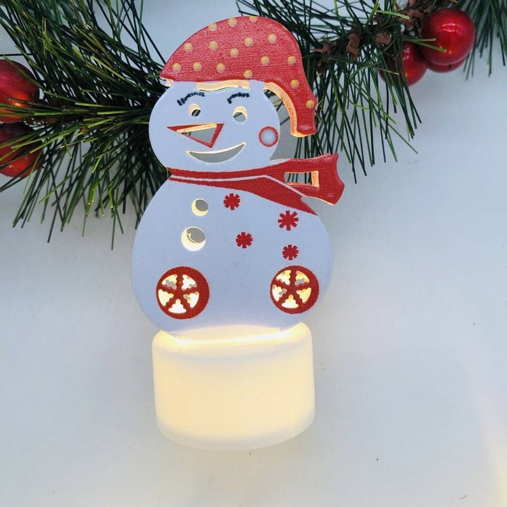 Elektroniska LED-julljuslampor - Set med 10 – Charmiga tomte-, snögubbe- och träd-nattlampor för festlig heminredning, fester och trädgårdsdekoration