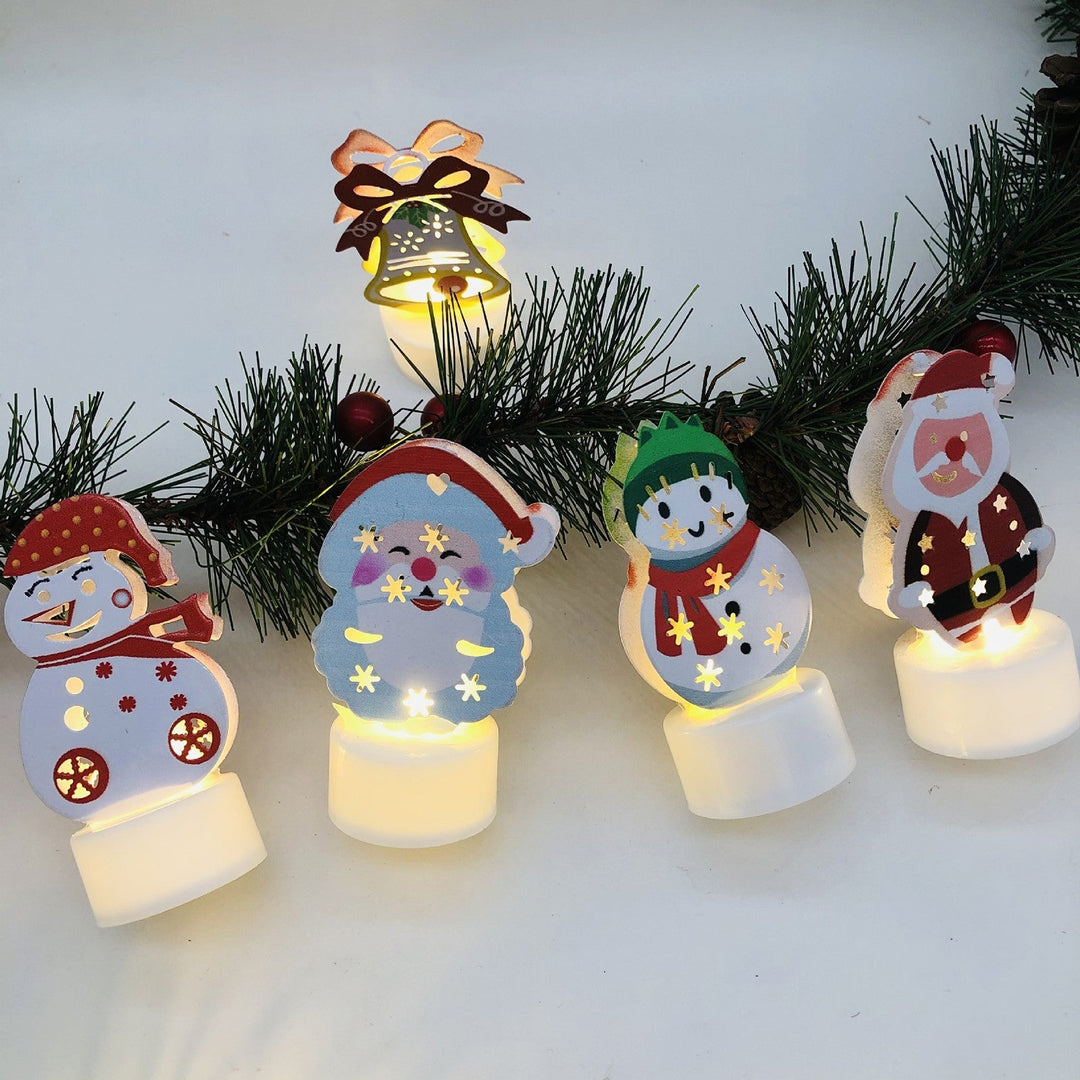 Elektroniska LED-julljuslampor - Set med 10 – Charmiga tomte-, snögubbe- och träd-nattlampor för festlig heminredning, fester och trädgårdsdekoration
