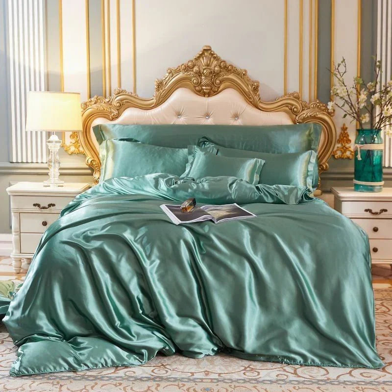 Elegant Satin Silke Sängkläder Set - Lyxig Komfort för Varje Natt
