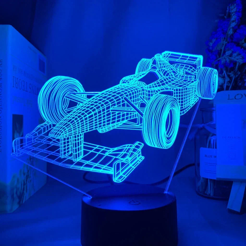 Formel-1-3D-Illusionslampa med färgläge