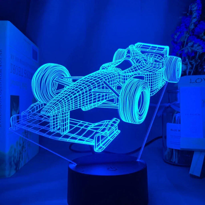 Formel-1-3D-Illusionslampa med färgläge