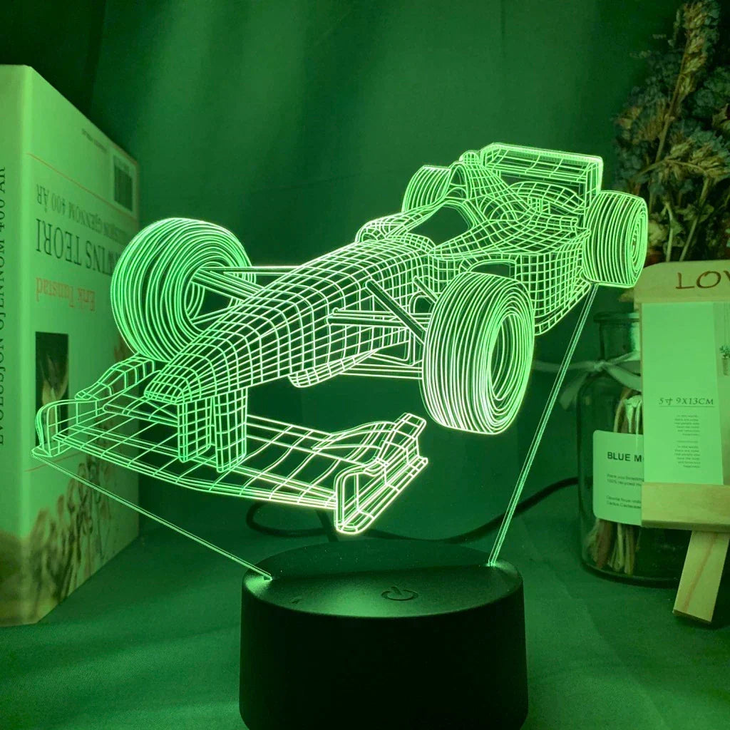 Formel-1-3D-Illusionslampa med färgläge