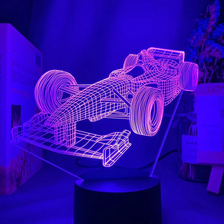 Formel-1-3D-Illusionslampa med färgläge