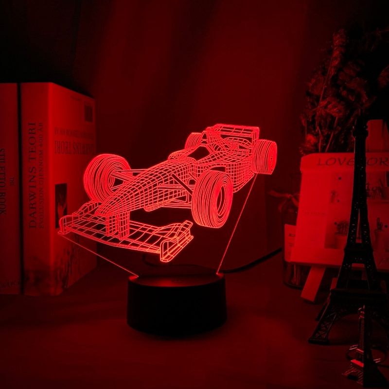 Formel-1-3D-Illusionslampa med färgläge