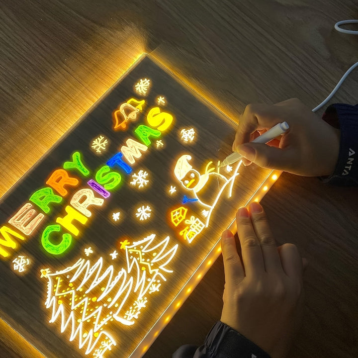 USB LED Noteboard med 12 färgade pennor - Ljust meddelandeboard för kontor och hem