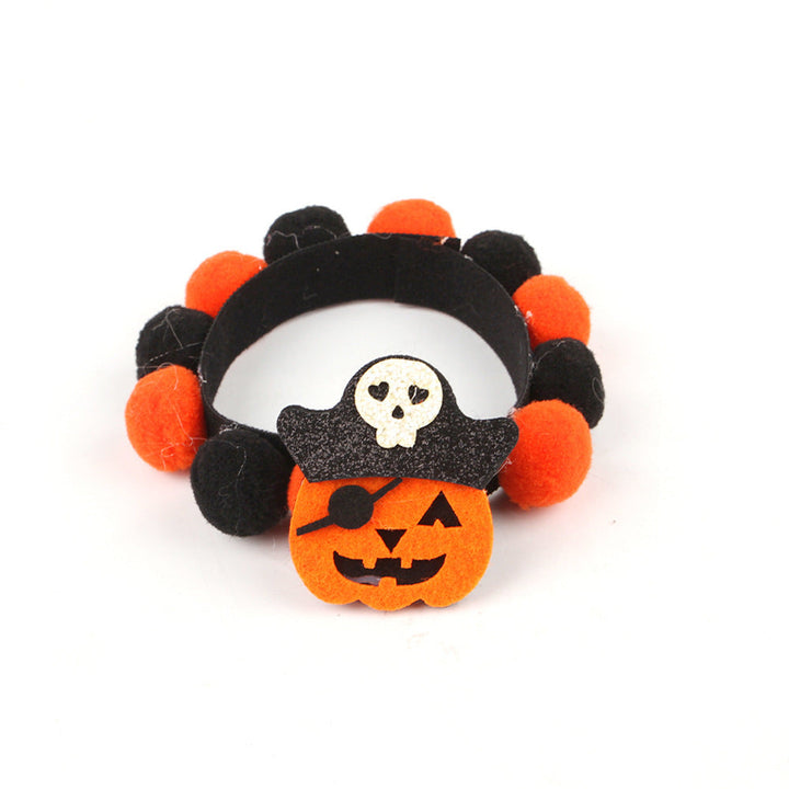 Halloween Husdjurskrage – Justerbar Hund- och Katthalsband med Pumpa- och Skallemotiv