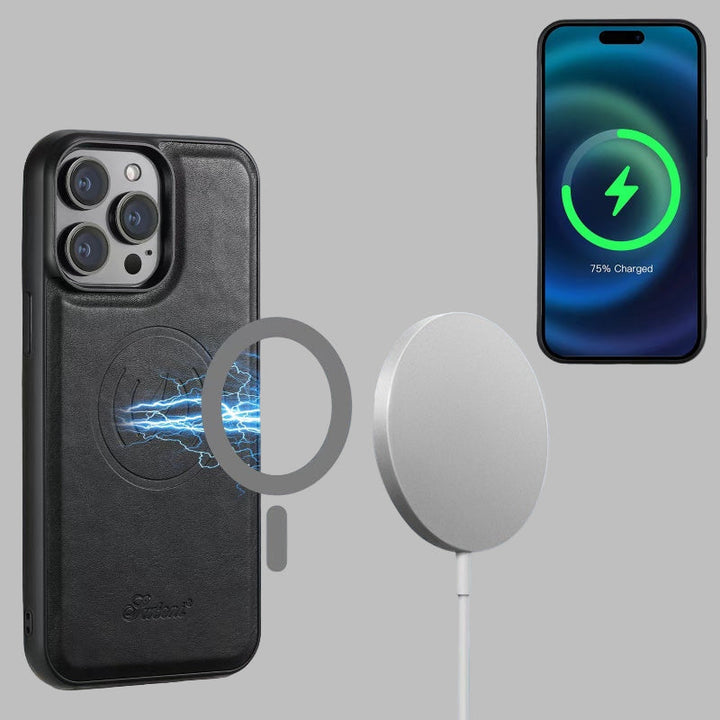 LuxCase Läderfodral med Kortfack och Ställ – Passar för iPhone
