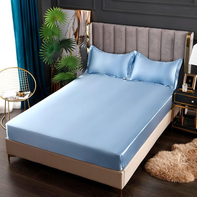 Silkesatin Elastisk Fodrad Lakan med GRATIS* Silkesatin Örngott