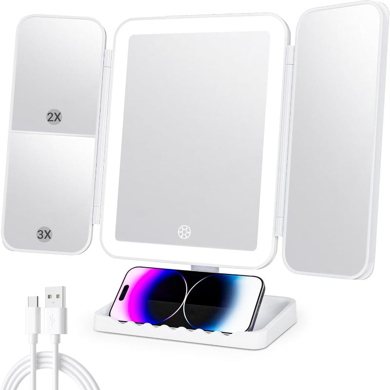 Tri-Fold LED Sminkspegel