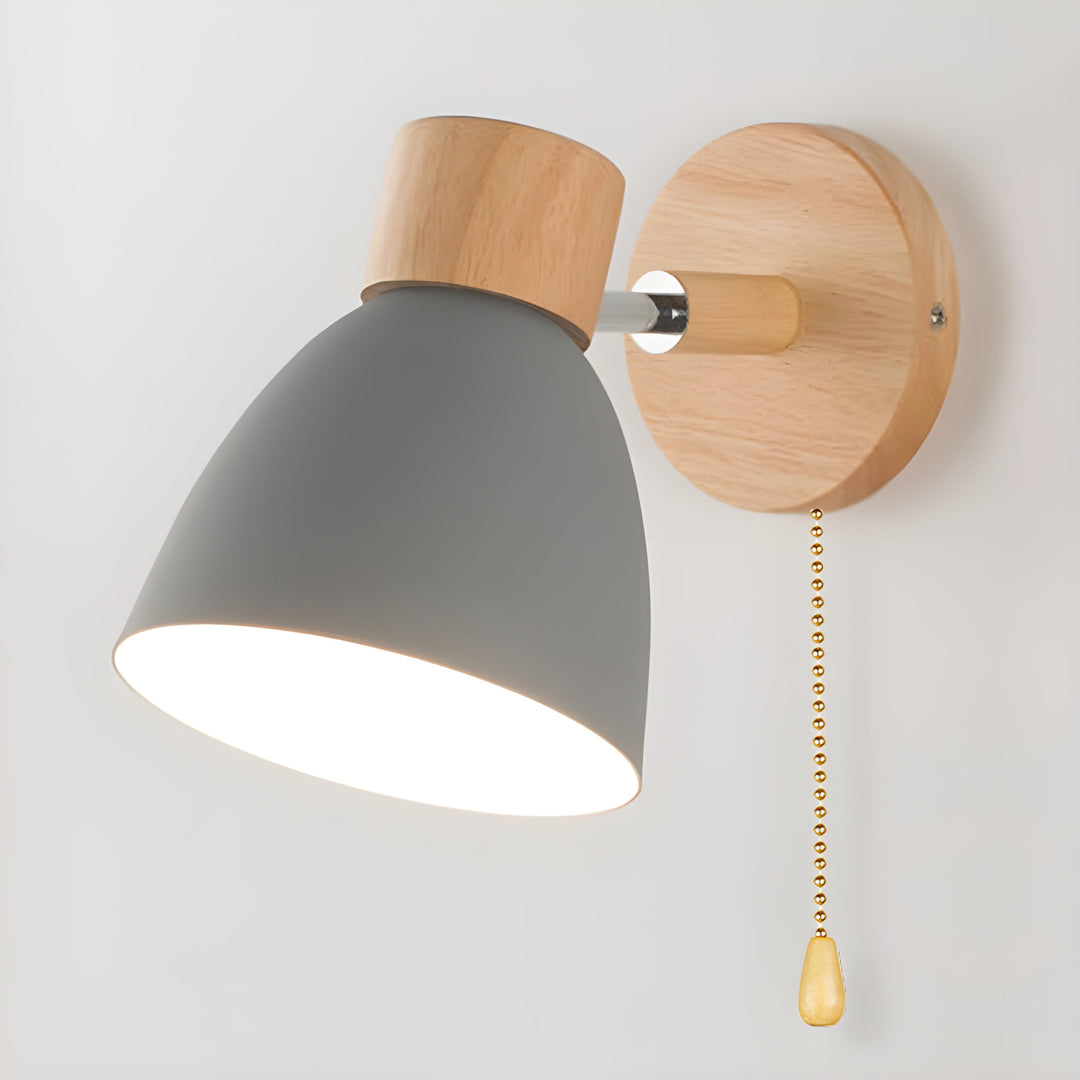 Trä Nordic Vägglampa med Strömbrytare för Sovrummet