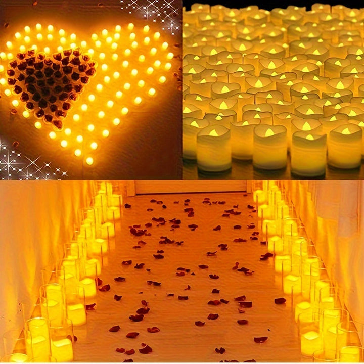24/50/100 Pack flameless LED-ljus – batteridrivna blinkande värmeljus, rökfria och romantiska för bröllop och förlovningar