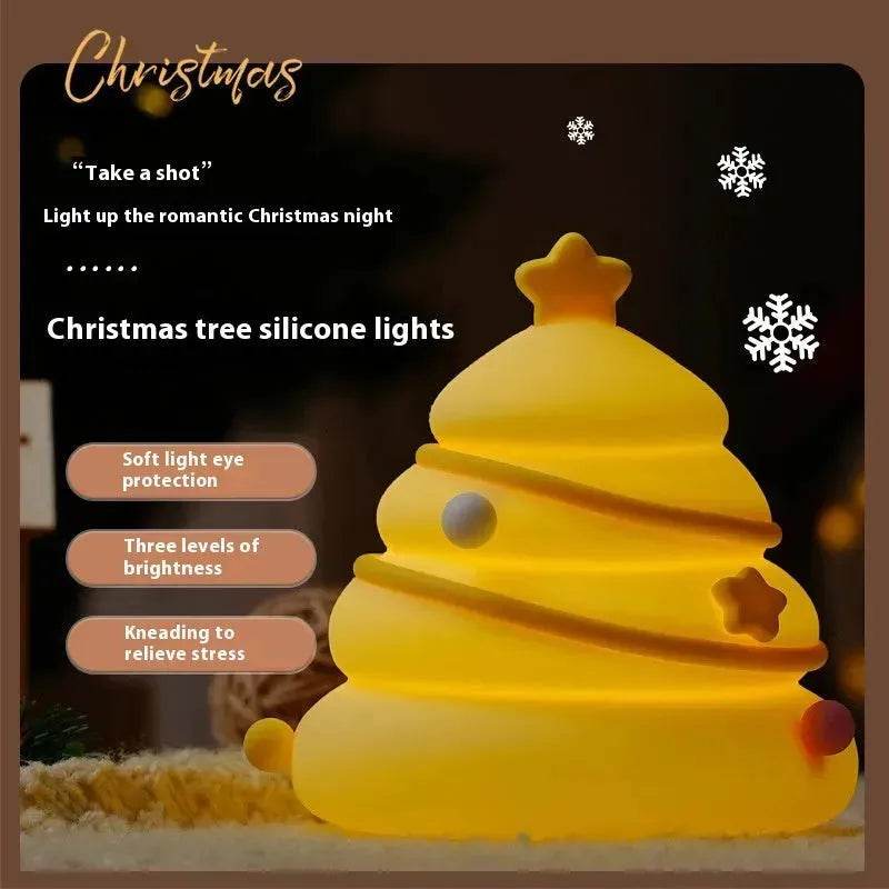 Silicone Christmas Tree Night Lights USB Rechargeable Cute Cartoon Kid Birthday Gifts