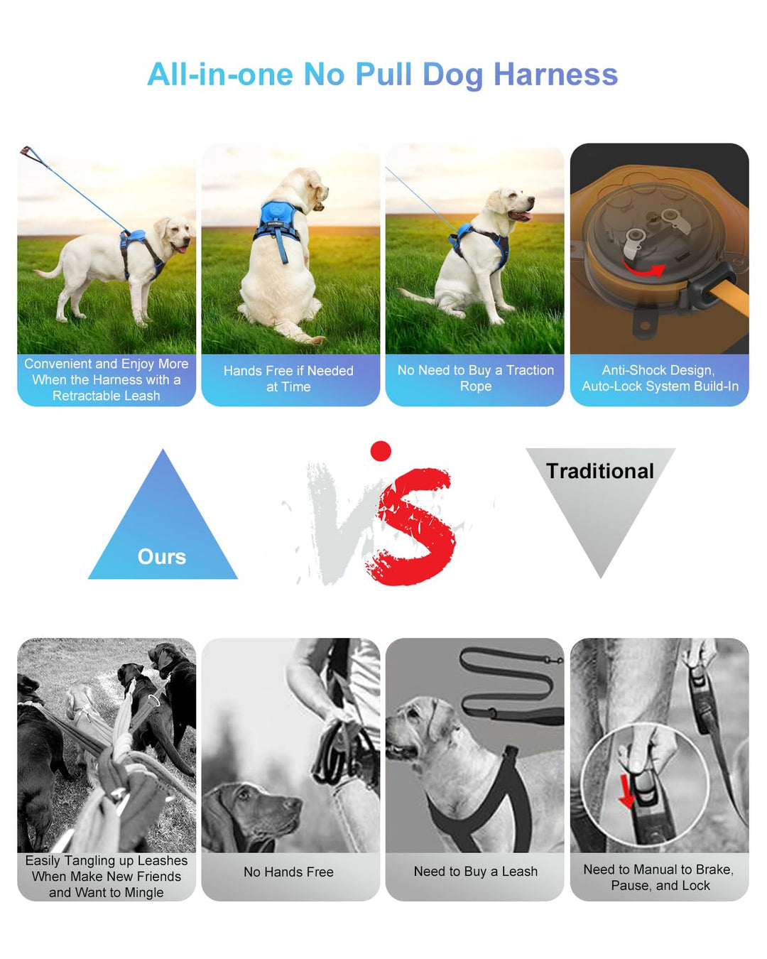 mamymarket™ - Hundsele och utdragbar koppelset All-in-One