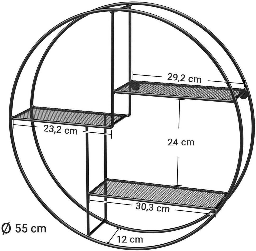 Flytande Rund Metall Vägg Hylla