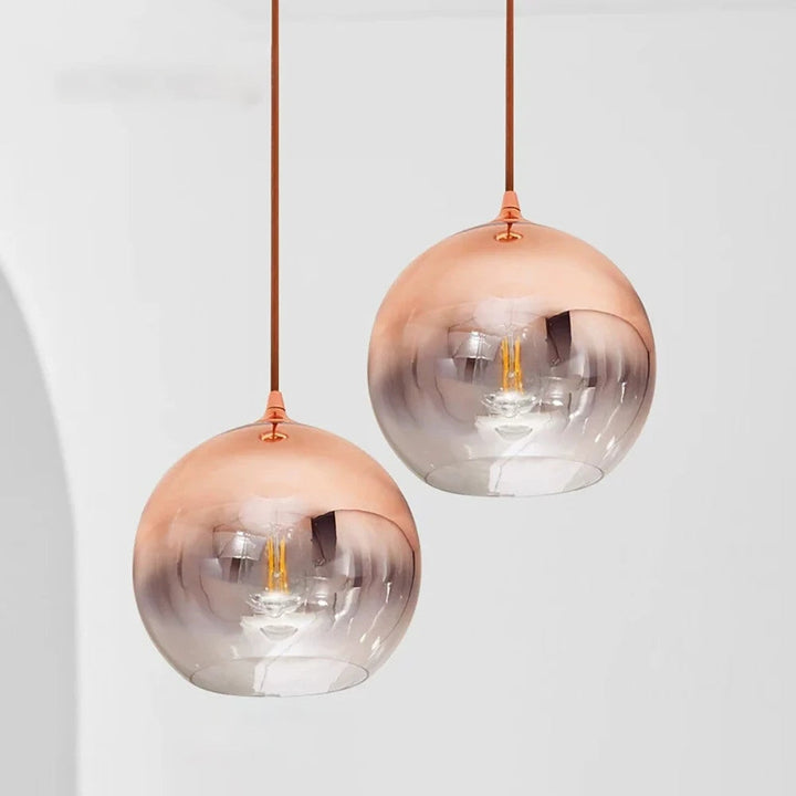 Glas Taklampa i Kopparfinish