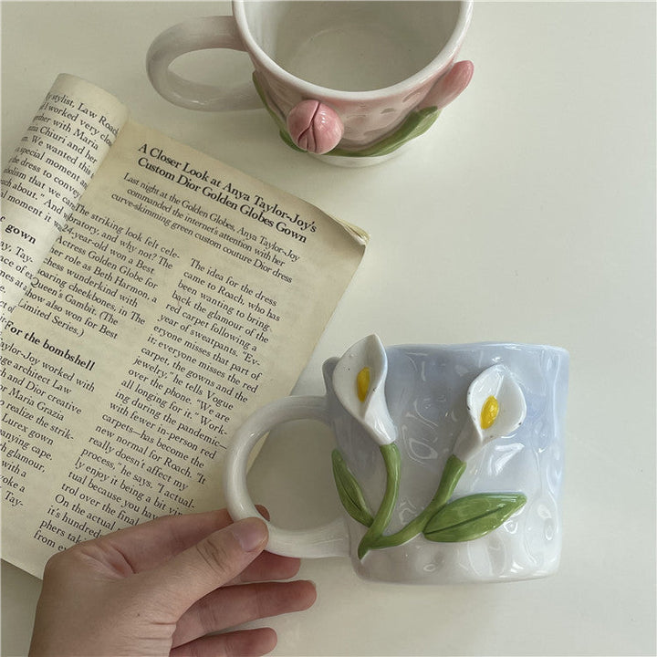 3D Blommig Handmålad Mugg
