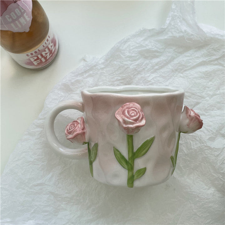 3D Blommig Handmålad Mugg