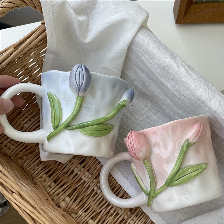 3D Blommig Handmålad Mugg