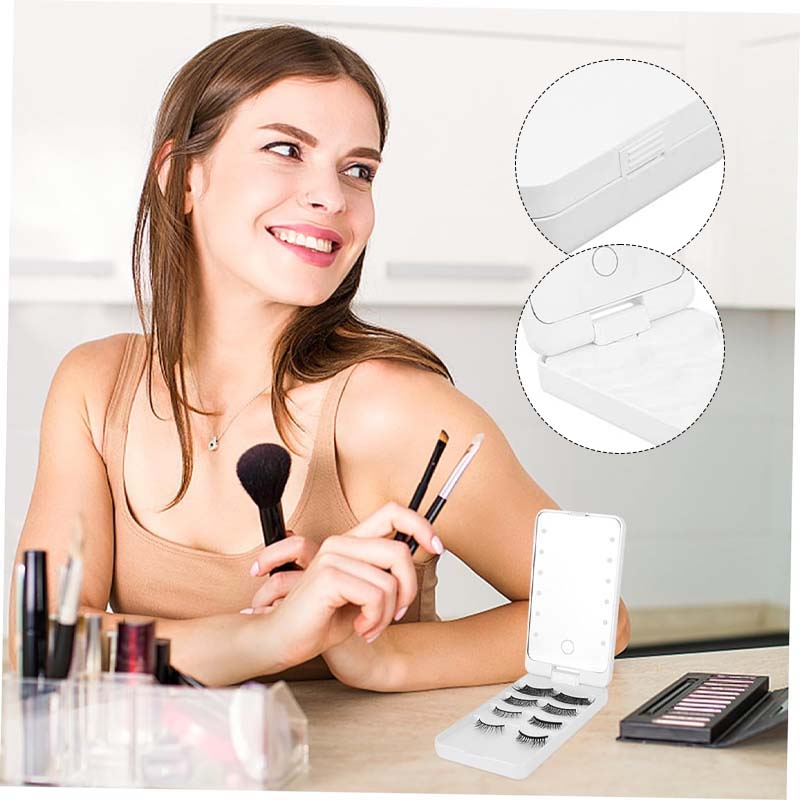 Resande makeupborsteset med LED-ljus spegel