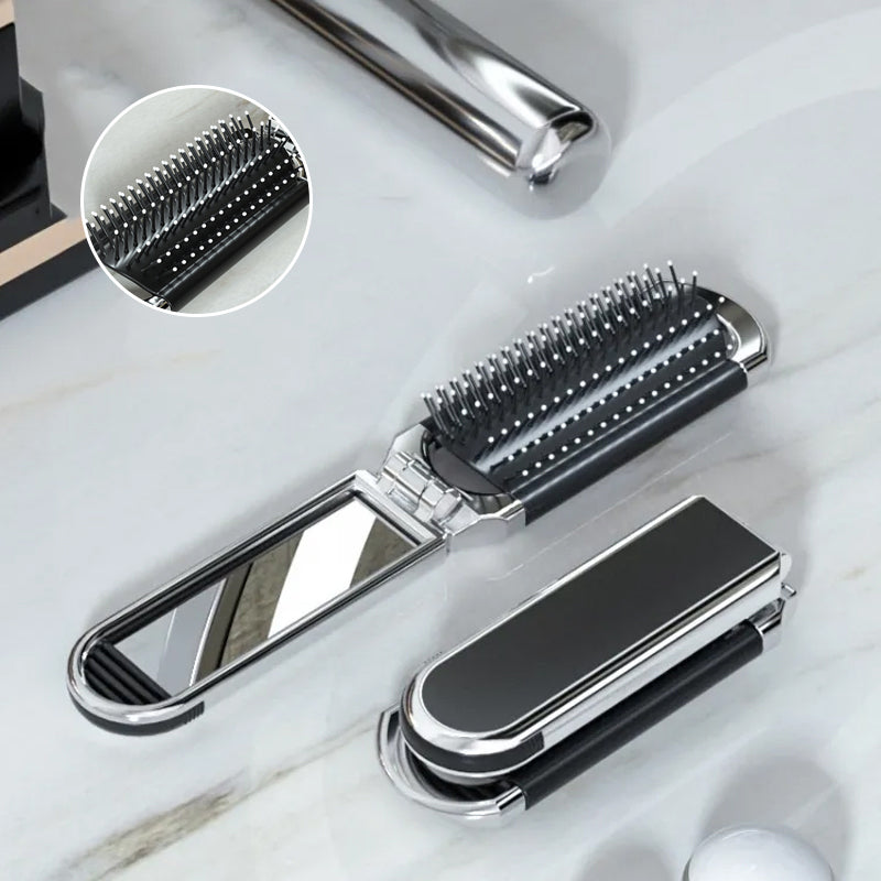 MirrorFlex Resemirror Hårborste | Fällbar &amp; Kompakt | Praktisk Styling på Språng