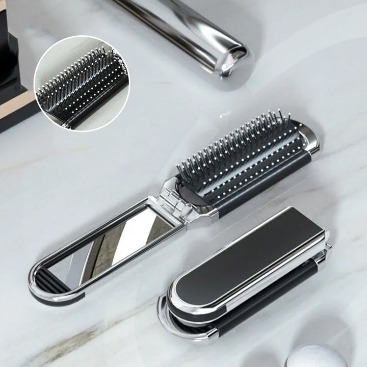 MirrorFlex Resemirror Hårborste | Fällbar &amp; Kompakt | Praktisk Styling på Språng