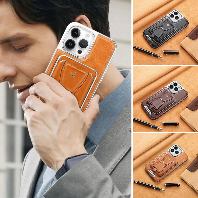 Lyxigt läder magnetiskt telefonfodral