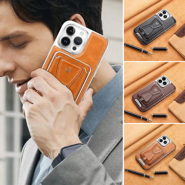 Lyxigt läder magnetiskt telefonfodral