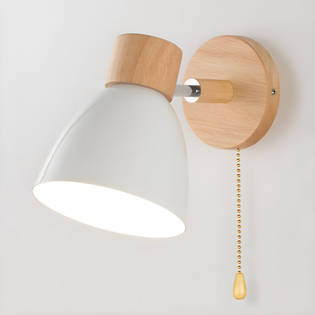 Trä Nordic Vägglampa med Strömbrytare för Sovrummet