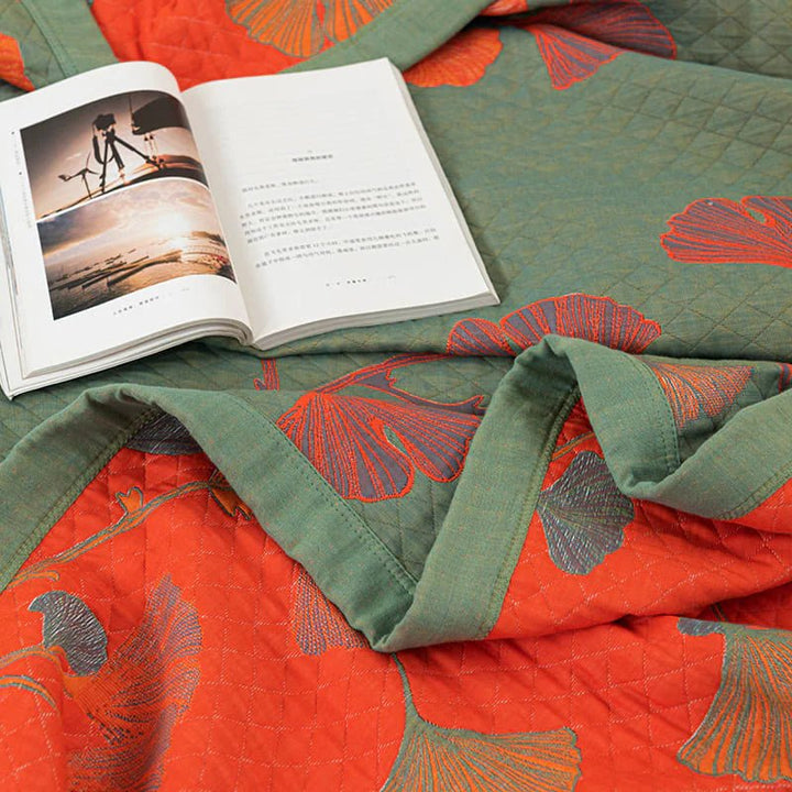 GinkgoQuilt – Sängkläder i bomull med botanisk vändbar design