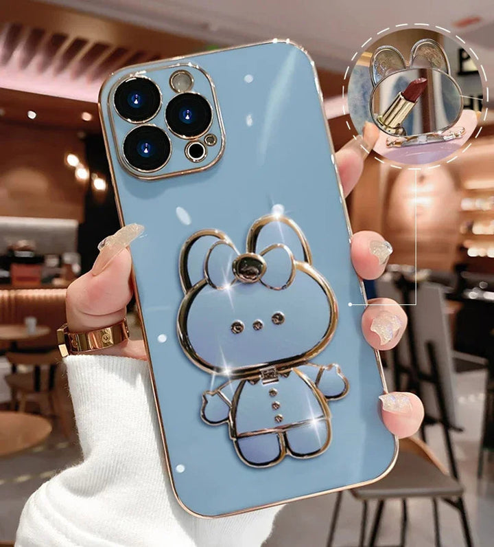 3D Kanin Koreansk Stil Spegel iPhone Fodral