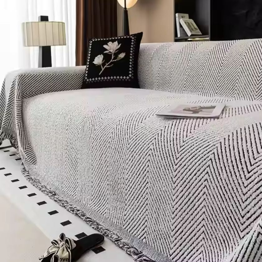 Sofföverdrag med Fiskbensmönster Skyddande Design