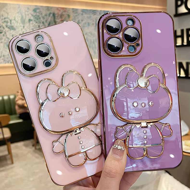 3D Kanin Koreansk Stil Spegel iPhone Fodral