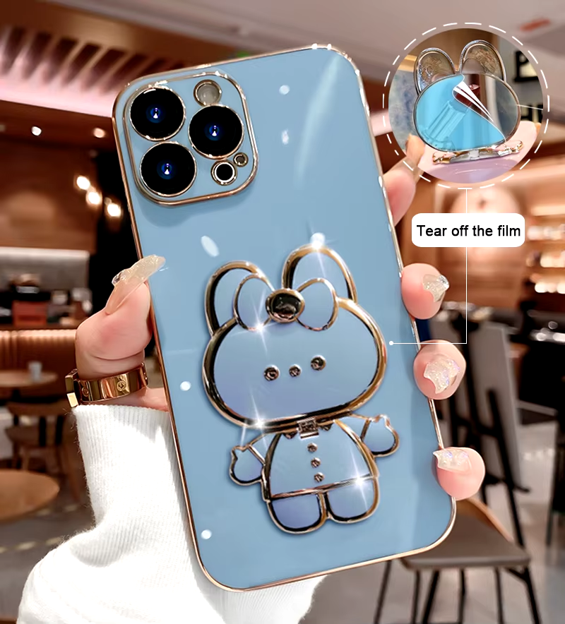 3D Kanin Koreansk Stil Spegel iPhone Fodral