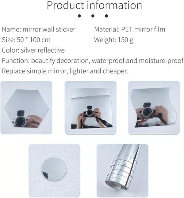 Flexibla Spegelark | Splittersäker PET Väggspegel | Peel &amp; Stick Design | Lättviktig &amp; Säker