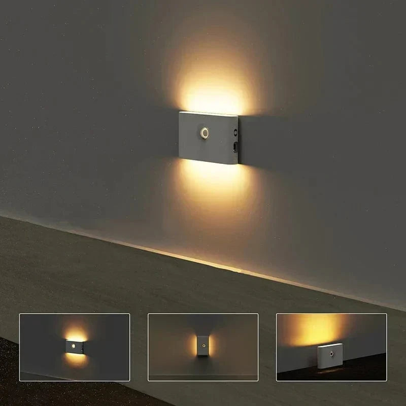 Trådlösa LED Nattlampor med Rörelsesensor | USB Uppladdningsbara | Mjuk Varm Ljus