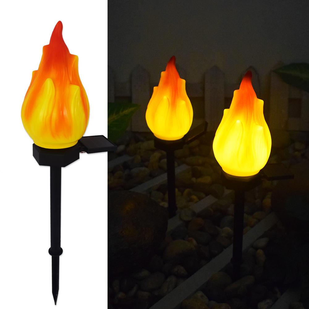 Soliga utomhusbelysningar med fladdrande låga, solarlampor för utomhusbruk, vattentäta LED-lågor, solarlampor för camping, trädgård, landskap, uteplats, gångväg, utomhusdekoration
