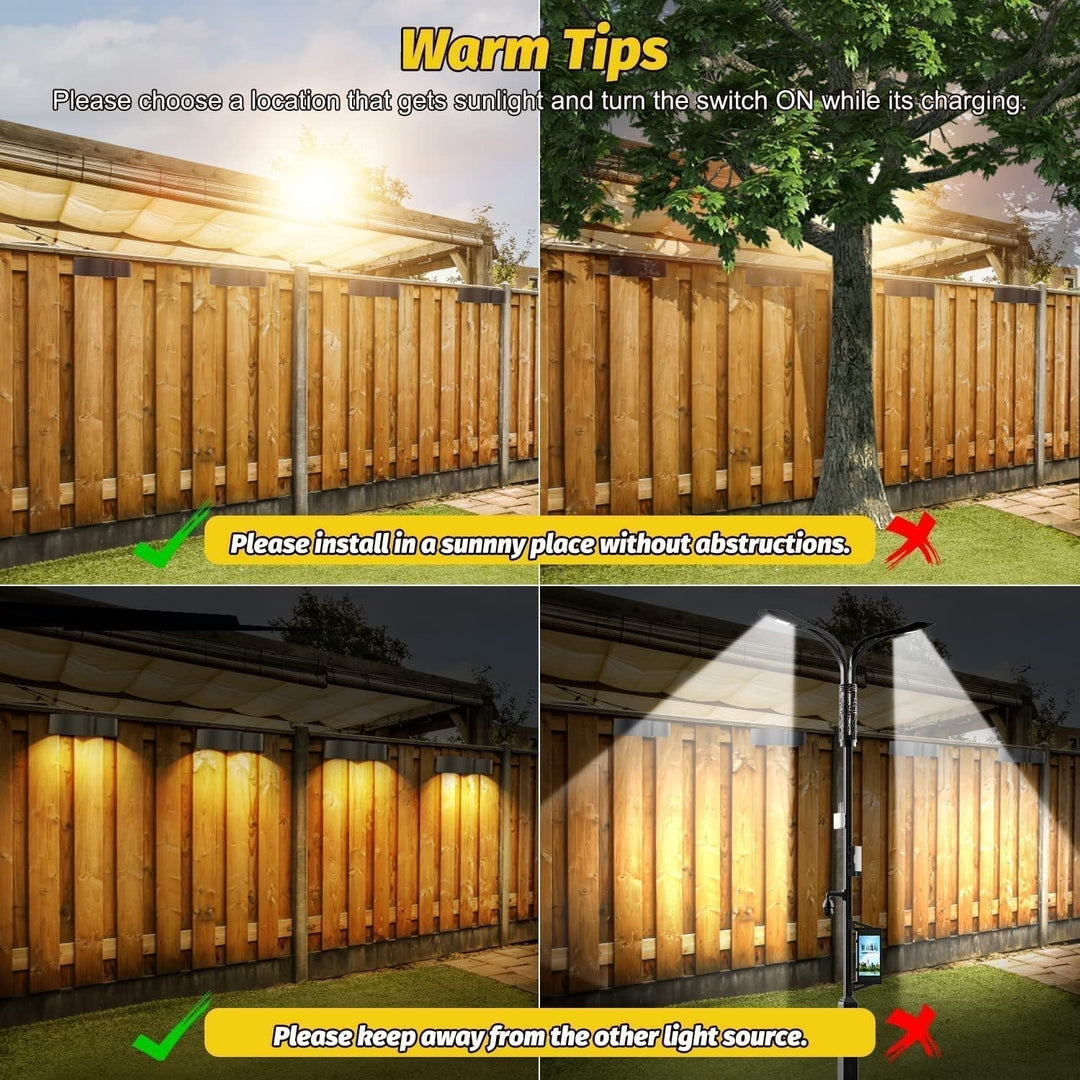 Solcellsstaketlampor utomhus vägglampor Vattentåliga IP65, Varm vit &amp; RGB 8 specifika fasta färger för staket vägg steg däck patio