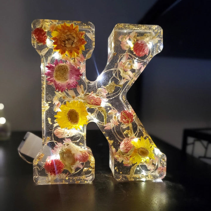 Torkad Blomma Bokstäver Nattlampa